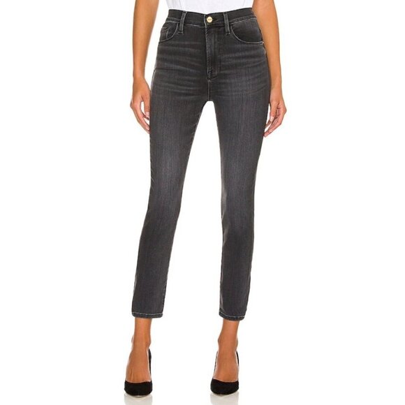 Frame Denim Ali high Rise Cigarette Skinny Jeans Cheyenne Black Gray Size 26 - Picture 1 of 12